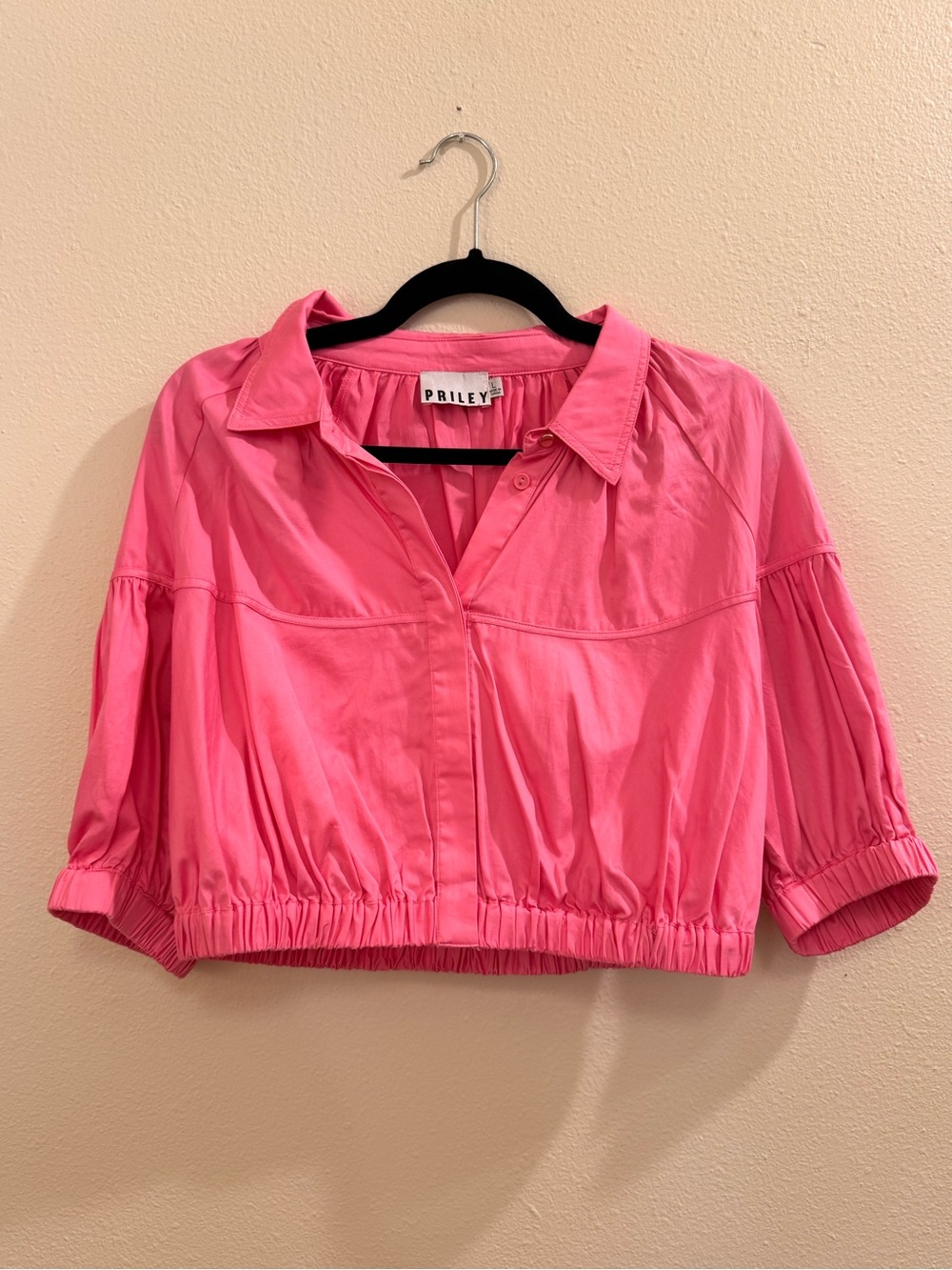 Priley Bright Pink Button-Front Blouse